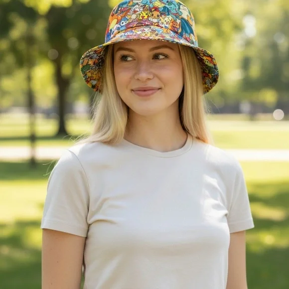 2015 Pokemon Bucket Hat All Over Print RN # 115665 One Size Fits All - Picture 2 of 10